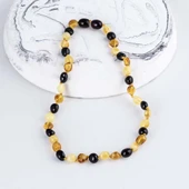 Gümüş Pazarım Çift Renk Orjinal Çocuk Kehribar Kolye - 1