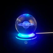 Satürn Gezegen Tasarım Dönen Usb&039li Cam Küre - 1
