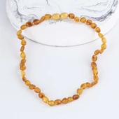 Gümüş Pazarım Kahve Desenli Kesim Orjinal Çocuk Kehribar Kolye - 1