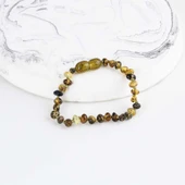 Gümüş Pazarım Koyu Yeşil  Orjinal Çocuk Kehribar Bileklik - 1