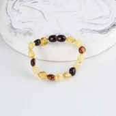 Gümüş Pazarım Oval Kesim  Orjinal Çocuk Kehribar Bileklik - 1