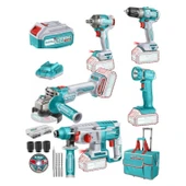 Total Akülü 5'li Set El Feneri Avuç Taşlama Vidalama Darbeli Kırıcı Delici Matkap Somun Sıkma Sökme thumbnail 1