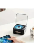 Nostalji Mini Plak Görünümlü Radyolu Bluetooth Hoparlör 3d Ses Dalgası Retro Müzik Plak Siyah - 2