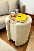 PEKA Çift Kullanımlı Sandıklı Özel Yapım Tedy Kumaş Silindir Puf Bench Sehpa - 1