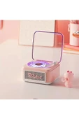 Nostalji Mini Plak Görünümlü Radyolu Bluetooth Hoparlör 3d Ses Dalgası Retro Müzik Plak Pembe - 3