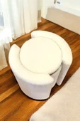 PEKA Çift Kullanımlı Sandıklı Özel Yapım Tedy Kumaş Silindir Puf Bench Sehpa - 2