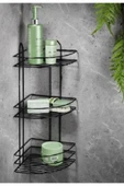 Köşelik Banyo 3 Raflı Siyah Metal Royaleks-56574 - 1