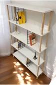 PEKA 5 Raflı Modern Dekoratif Geniş Kitaplık Klasörlük Çok Amaçlı Düzenleyici Raf - 4
