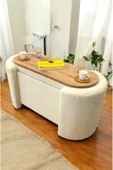 PEKA Çift Kullanımlı Sandıklı Yatak Ucu Tedy Kumaş Silindir Puf Bench Sehpa - 1