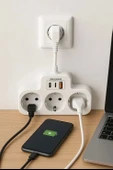 Çoklu Kablolu Priz Yüksek Gerilim Korumalı 3’lü Priz 1x Usb 2x Type-c Çıkışlı Grup Priz Çoğaltıcı Siyah - 4