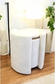 PEKA Çift Kullanımlı Sandıklı Özel Yapım Tedy Kumaş Silindir Puf Bench Sehpa - 5