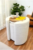 PEKA Çift Kullanımlı Sandıklı Özel Yapım Tedy Kumaş Silindir Puf Bench Sehpa - 1