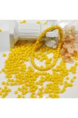 Sarı Renk 4 mm Yaklaşık 1100 adet / 100 gram Cam Boncuk Oya Yazma Bileklik ve Kolye - 4