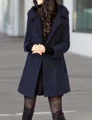 Yaka Detaylı Büyük Düğmeli Kaşe Kaban thumbnail 1