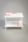 PEKA Kare Orta Sehpa Ahşap Ayaklı Sehpa Iki Raflı Sehpa Dekoratif Sehpa Gazetelikli - Beyaz - 60cm X 60cm - 4