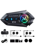Y12  Motor Kask Kulaklık Rgb Modlu Radyolu Motosiklet Kulaklık 5.3 Bluetooth Intercom - 1