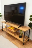 PEKA Çevir Kur Tv Sehpası Raflı Televizyon Ünitesi Ahşap Ayaklı Metal Bölmeli - 3