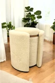 PEKA Çift Kullanımlı Sandıklı Özel Yapım Tedy Kumaş Silindir Puf Bench Sehpa - 5