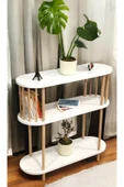 PEKA Ahşap Ayaklı Dresuar Dekoratif Raflı Kahve Köşesi Konsol Modern Çok Amaçlı Raf thumbnail 3