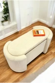 PEKA Çift Kullanımlı Sandıklı Yatak Ucu Tedy Kumaş Silindir Puf Bench Sehpa - 3