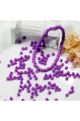 Mor Renk 4 mm Yaklaşık 1100 adet / 100 gram Cam Boncuk Oya Yazma Bileklik ve Kolye - 4