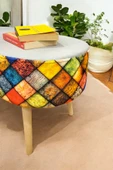 PEKA XLARGE Geniş Oturumlu Beyaz Teddy Kumaş Puf – Makyaj Masası ve Oturma Alanları İçin - 2