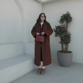 Kışlık Astarlı Detaylı Kadın Kaşmir Kaban - 2