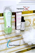 HomeSide Yapışkanlı Şeffaf Banyo Rafı - Şampuanlık & Sabun Organizer Set - 1