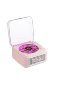 Nostalji Mini Plak Görünümlü Radyolu Bluetooth Hoparlör 3d Ses Dalgası Retro Müzik Plak Pembe - 1