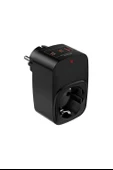 Tekli Yüksek Voltaj Korumalı Duvar Prizi 2x Type-c 1x Usb Çıkışlı Priz Grup Priz Çoğaltıcı Siyah - 1