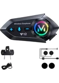 Y12  Motor Kask Kulaklık Rgb Modlu Radyolu Motosiklet Kulaklık 5.3 Bluetooth Intercom - 8