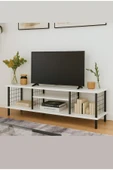 PEKA Çevir Kur Tv Sehpası Raflı Televizyon Ünitesi Ahşap Ayaklı Metal Bölmeli thumbnail 1