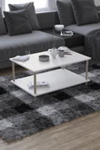 PEKA Dikdörgen Orta Sehpa Ahşap Ayaklı Sehpa Iki Raflı Sehpa Dekoratif Sehpa Gazetelikli-beyaz-90cmx60cm - 2