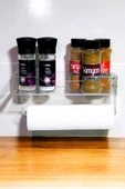 HomeSide Yapışkanlı Baharatlık ve Kağıt Havluluk Şık Plexiglass – Duvara Monte Mutfak Rafı - 4