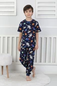Kısa Kollu Astranot Temalı %100 Pamuk Erkek Çocuk Pijama Takımı thumbnail 5