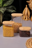 Bambum Multy 9'lu Bambu Kapaklı Cam Saklama Kabı 600ml + 1000ml + 1500ml - 5