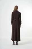 Misswhence Kadife Detaylı Elbise  38800 kahverengi thumbnail 3