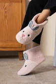 Albishoes Kız Çocuk Kulak Tavşan Figürlü Ev Botu Panduf Çocuk Peluş Rahat Sessiz Taban Ev Ayakkabısı - 3