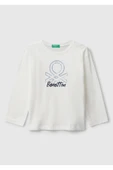 Erkek Çocuk Organik Pamuklu Önü Logo Baskılı Uzun Kollu Jarse T-shirt - 7