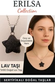 Sertifikalı Yıldız Model Lav Taşı Doğal Taş Kolye – Güç ve Dayanıklılık Taşı - 1