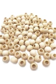 20 Gr (20 Adet) Ahşap Boncuk 15 mm çap x 10 mm Delik Doğal Yuvarlak Ahşap Makrome El İşi Çanta - 6