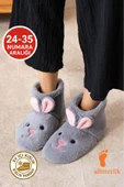 Albishoes Kız Çocuk Kulak Tavşan Figürlü Ev Botu Panduf Çocuk Peluş Rahat Sessiz Taban Ev Ayakkabısı - 1