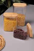 Bambum Multy 9'lu Bambu Kapaklı Cam Saklama Kabı 600ml + 1000ml + 1500ml - 6
