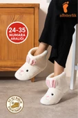 Albishoes Kız Çocuk Kulak Tavşan Figürlü Ev Botu Panduf Çocuk Peluş Rahat Sessiz Taban Ev Ayakkabısı - 1