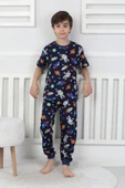 Kısa Kollu Astranot Temalı %100 Pamuk Erkek Çocuk Pijama Takımı thumbnail 8