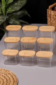 Bambum Multy 9'lu Bambu Kapaklı Cam Saklama Kabı 600ml + 1000ml + 1500ml - 2