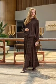 Misswhence Cupro Dantelli Etek Takım 38025 kahverengi thumbnail 2