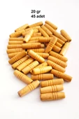 20 Gr (45 Adet) Ahşap Boncuk 25 mm boy x 10 mm en Doğal Ahşap Makrome El İşi Çanta - 1