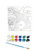 Hayal Sepeti zürafa modeli Tuval 20 X 20 6lı boya, fırça Boyama seti - 1