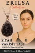 Sertifikalı Damla Model Siyah Varisit Taşı Kolye - Şifa ve Enerji Veren Doğal Taş - 1